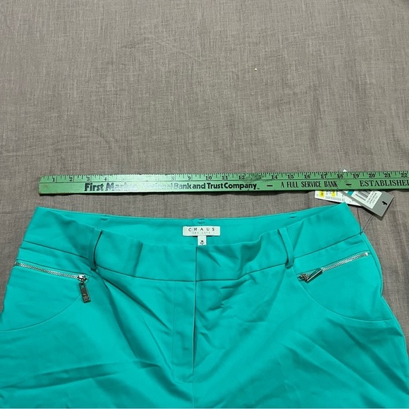 NWT Chaus New York turquoise trousers Plus Size 16 Zipper Pocket Business Party - Picture 4 of 7